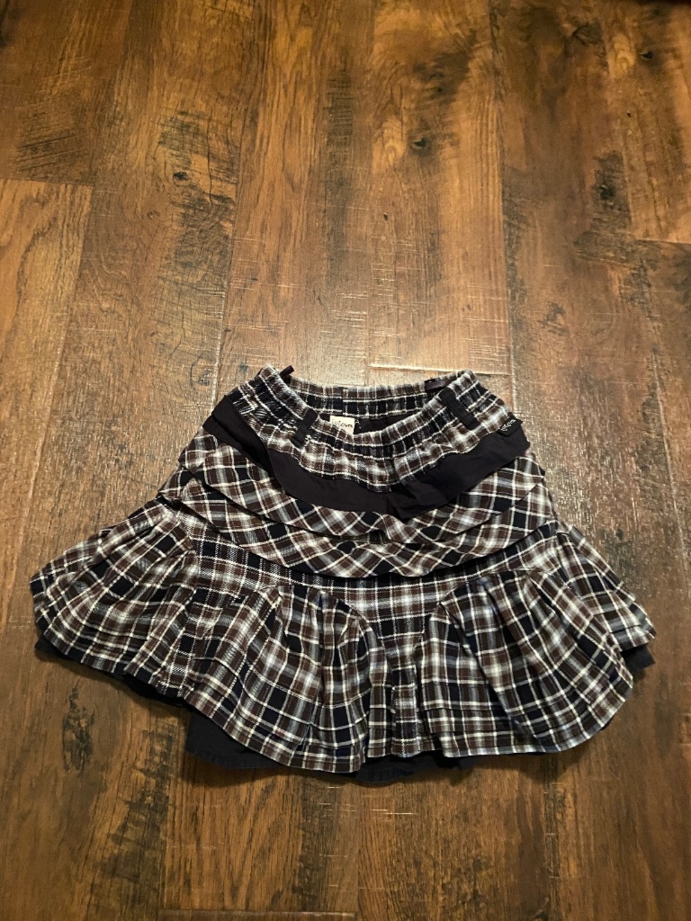 Jottum skirt Black Brown Plaid 100%Cotton Fall Winter 6-8 Y School